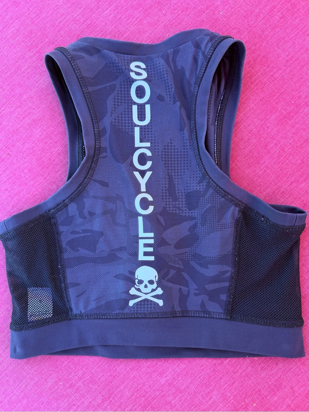 SoulCycle Camo High Neck Mesh Racerback Sports Bra Size Small Skull